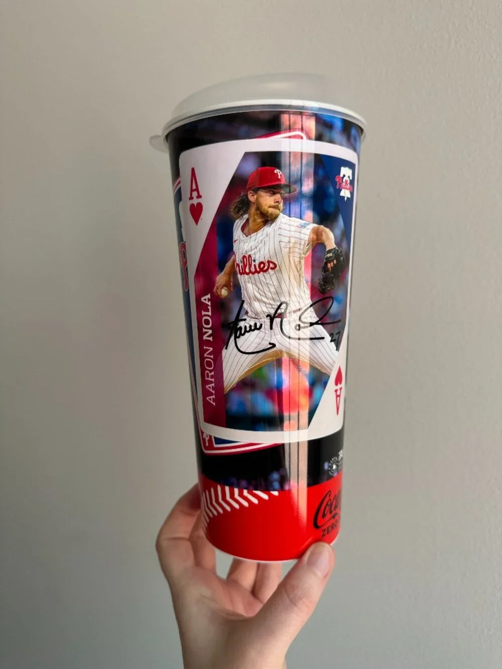 PHILLIES Two Aces Zack Wheeler Aaron Nola 2025 Souvenir Cup & Lid CBP Pair Cards